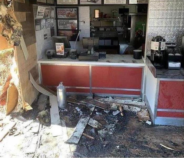 A restaurant damaged by fire